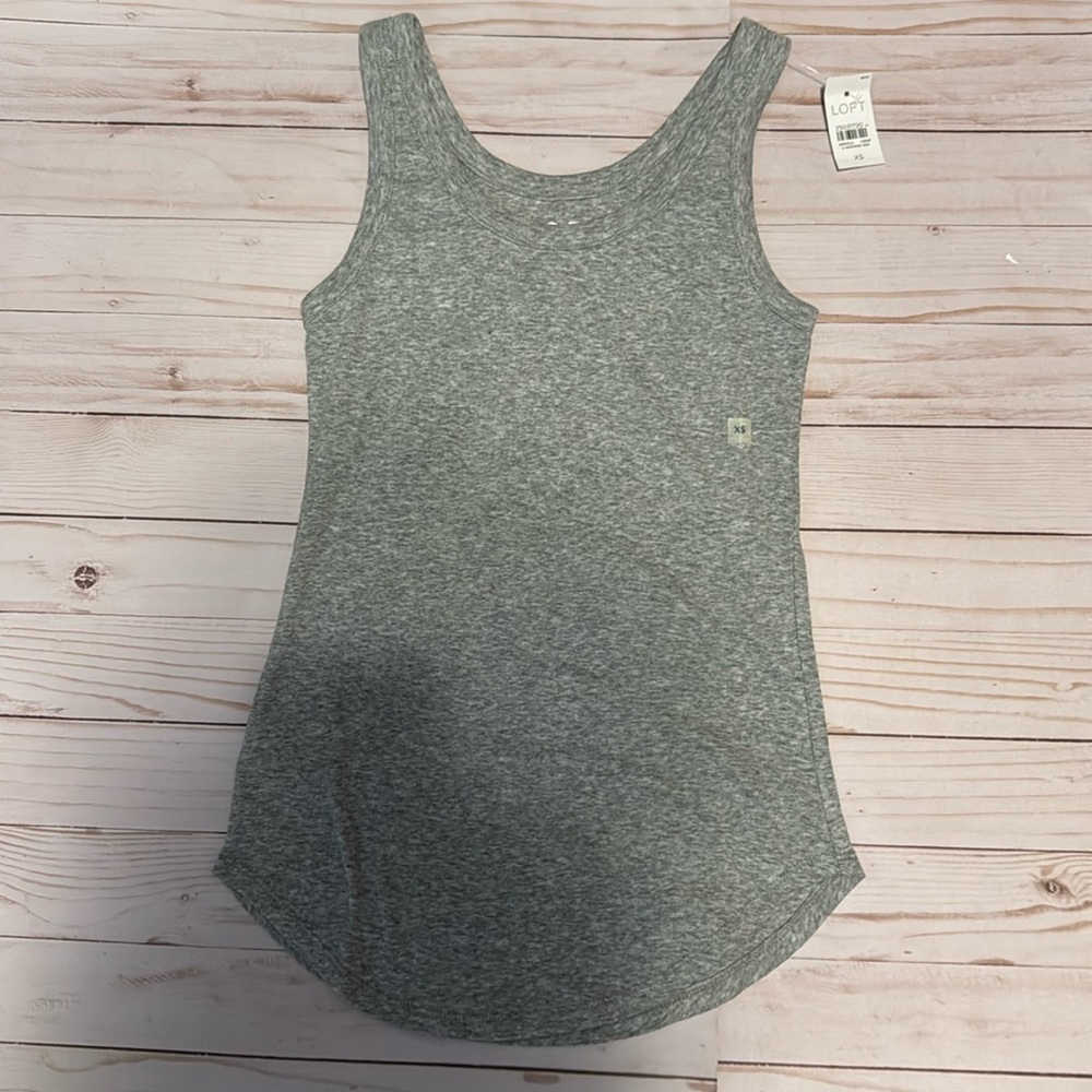 Loft Heather Grey scooped bottom tank top
